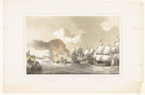 Spanish fleet defeated in the battle of Duins, 1639, Petrus Johannes Schotel, 1848 - 1855 Canvas Print