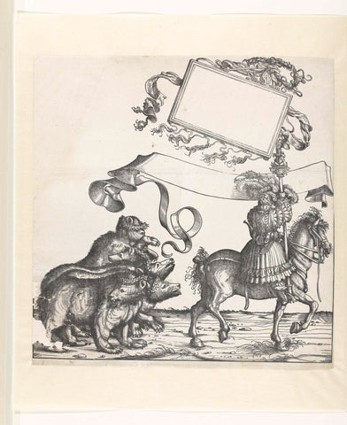 Five bears and a standard carrier on horseback, Hans Burgkmair (I), 1483 - 1526 Canvas Print