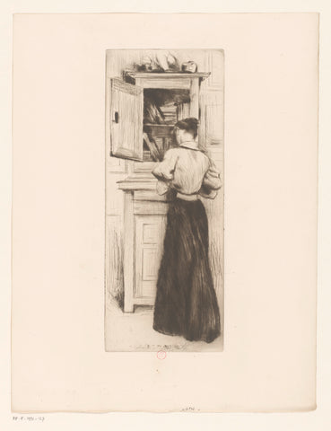 Portrait of Suzanne Froliger at a cupboard, Norbert Goeneutte, 1891 - 1894 Canvas Print