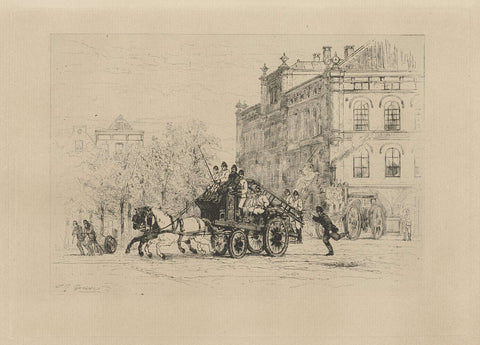 View of the Weesperplein with a fire truck, Johan Conrad Greive, 1847 - 1891 Canvas Print