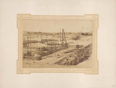 Foundation of the inner lock head of the double lock in Vlissingen, A.L. Preuninger, 1869 Canvas Print