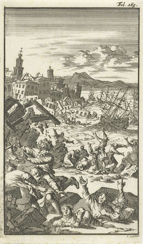 The earthquake, Jan Luyken, 1694 Canvas Print