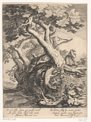 Landscape with hermit, Frederick Bloemaert, after 1635 Canvas Print