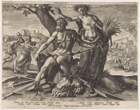 Cholerian temperament, Raphaël Sadeler (I), 1580 - 1620 Canvas Print