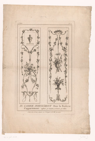 Panels with vases and shepherd attributes, Jacques Juillet, 1777 - 1779 Canvas Print