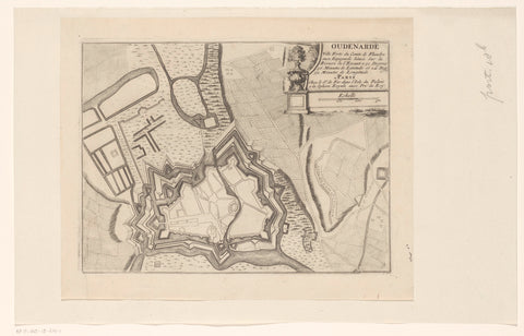 Fortress map of Oudenaarde, c. 1695, anonymous, 1690 - 1700 Canvas Print