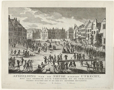 Patriots leave the Neude in Utrecht, 1787, Johannes Jelgerhuis, 1789 Canvas Print