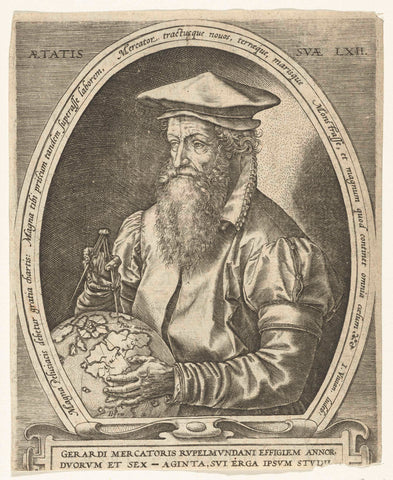 Portrait of Gerardus Mercator, Hendrick Goltzius (possibly), 1576 Canvas Print