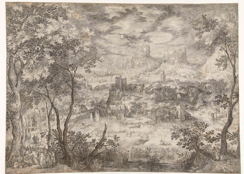 Landscape with the Healing of the Blind, David Vinckboons (I), 1601 Canvas Print