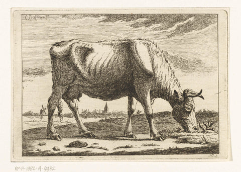 Landscape with grazing cow, Cornelis Bisschop (1762-1829), 1777 - 1829 Canvas Print