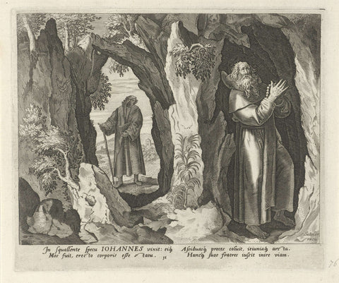 Johannes the hermit, Johann Sadeler (I), 1583 - 1588 Canvas Print