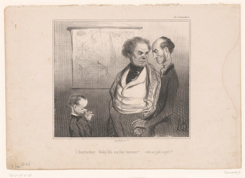 Teacher praises pupil against his father, Honoré Daumier, 1840 Canvas Print