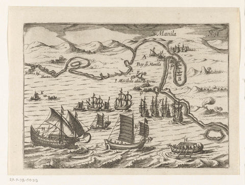 Arrival in Manila Bay in the Philippines, 1616, anonymous, 1646 Canvas Print