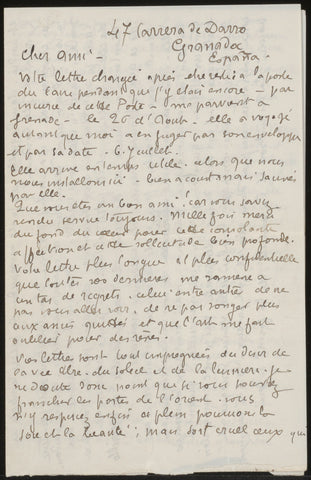 Letter to Andries Bonger, Émile Bernard, in or before 1896 Canvas Print