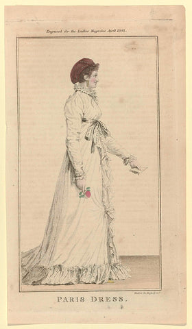 The Lady's Magazine, April 1803 : Paris Dress, Woodman & Mutlow, 1803 Canvas Print