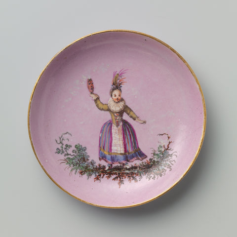 Dish of porcelain, with a rose-violet fond, Manufactuur Oud-Loosdrecht (possibly), c. 1772 Canvas Print