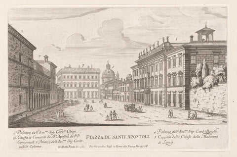 Piazza Santi Apostoli te Rome, Giovanni Battista Falda, 1665 - 1667 Canvas Print