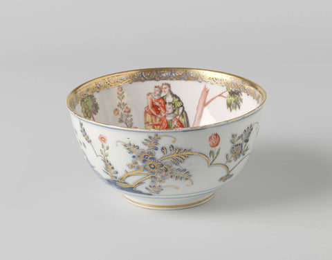 Coil bowl, multicolored painted with animals and love couples, Meissener Porzellan Manufaktur, c. 1750 Canvas Print