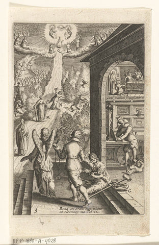 Emblem with man who prepares himself with good deeds for a prayer to God, Boetius Adamsz. Bolswert, 1623 Canvas Print