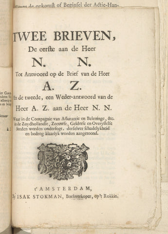 Two letters about the deception of the newly founded companies, 1720, Isaac Stokmans, 1720 Canvas Print