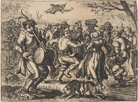 Musician with group of dancing figures, Adriaen Pietersz. van de Venne, 1623 - 1673 Canvas Print