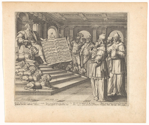 Motetprent and title page with Solomon as composer of the Song of Song, Johann Sadeler (I), 1590 Canvas Print