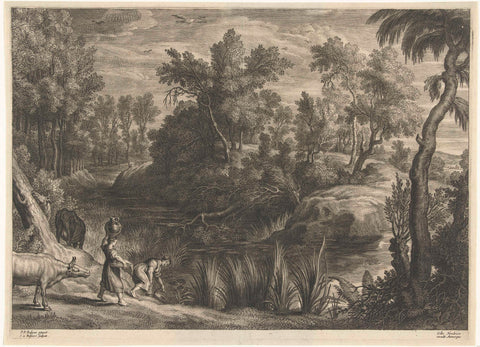 Landscape with women fetching water, Schelte Adamsz. Bolswert, 1596 – 1659 Canvas Print