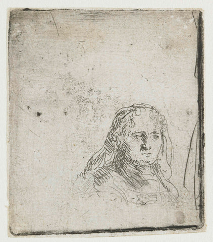 Study of the Head of a Woman, Rembrandt van Rijn, c. 1635 Canvas Print