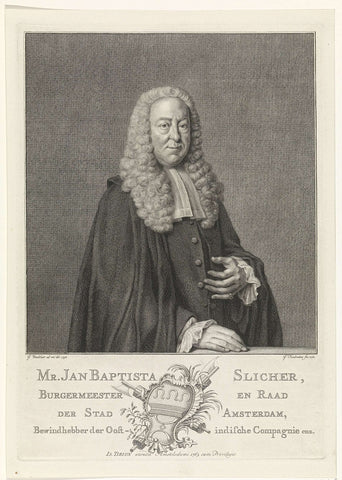 Portrait of Jan Baptista Slicher, Jacob Houbraken, 1763 Canvas Print