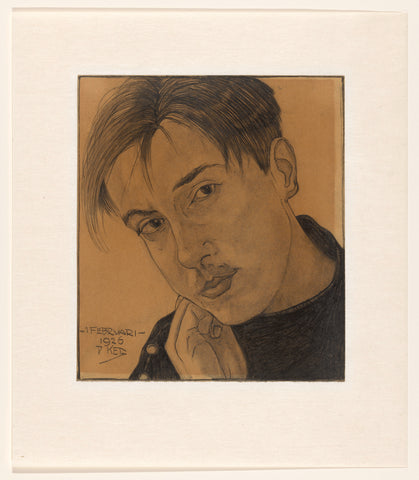 Self-portrait (with hand), Dick Ket, 1926 Canvas Print