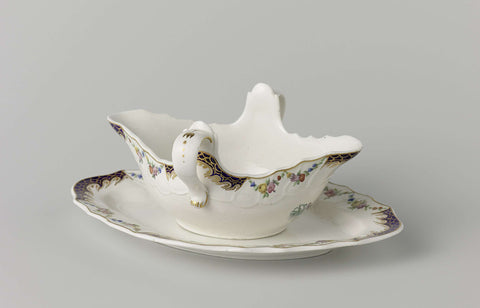 Sauceboat and stand, Porcelain factory The Hague, c. 1777 - c. 1790 Canvas Print