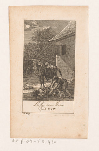 Fable of the donkey and its master, Johann Heinrich Meil (der Ältere), 1758 Canvas Print