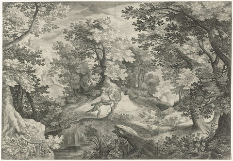 Landscape with Apollo and Daphne, Jan van Londerseel, 1580 - 1625 Canvas Print