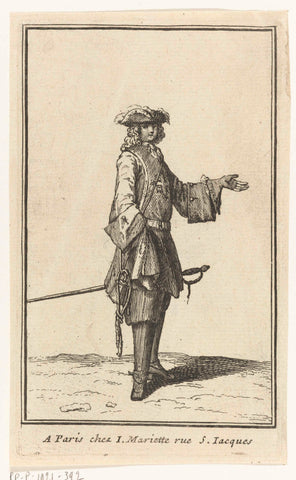 Man with epee at his side, Bernard Picart (workshop or), 1696 Canvas Print