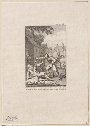 Murder of Wirich von Daun, Count of Falkenstein, 1598, Reinier Vinkeles (I), 1783- 1795 Canvas Print