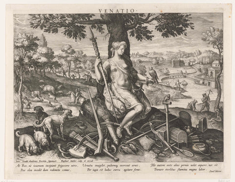 Diana as the patroness of the hunt, Raphaël Sadeler (I), 1597 Canvas Print