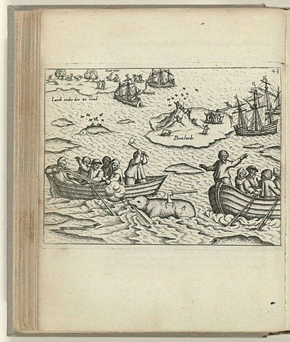 Fight with a polar bear, 1596, anonymous, 1598 Canvas Print