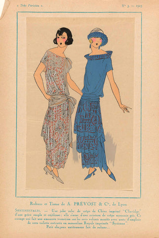 Très Parisien, 1923, No. 3: Ribbons and Fabrics by A. PRÉVOST... SENTIMENTALES..., anonymous, 1923 Canvas Print