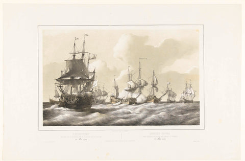 Naval battle between some Dutch and French ships, 1703, Petrus Johannes Schotel, 1848 - 1855 Canvas Print