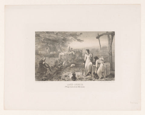 Peasants and women at well, Charles Rochussen, in or before 1858 - 1864 Canvas Print