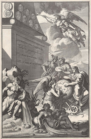 Allegorical representation on geography, Jan van Vianen, 1704 Canvas Print