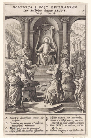 Christ as a twelve-year-old in the temple, Hieronymus Wierix, 1593 Canvas Print