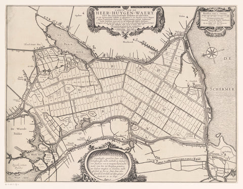 Kaart van de verlote kavels in de Heerhugowaard, 1631, anonymous, in or after 1631 - in or before 1825 Canvas Print