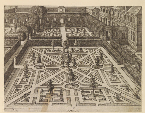 Garden with a ground floor and diagonal paths, anonymous, c. 1600 - c. 1601 Canvas Print