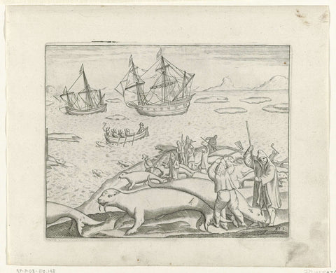 Hunting walruses, 1594, anonymous, 1615 - 1617 Canvas Print