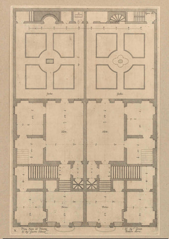 Plattegrond van de begane grond van het Palazzo Cattaneo-Adorno te Genua, Nicolaes Ryckmans, 1622 Canvas Print