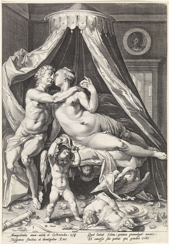 Mars en Venus, Jacob Matham, 1588 - 1592 Canvas Print