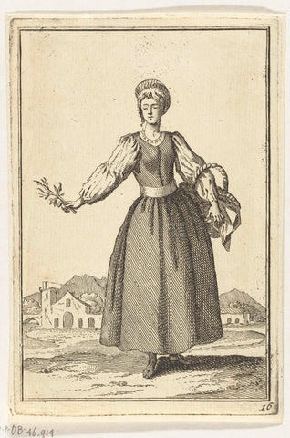 Woman with basket, Adolf van der Laan, c. 1710 - 1755 Canvas Print