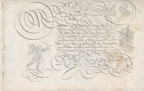 Writing example: A Mons. Jean van de Veke (...), Simon Frisius, 1605 Canvas Print