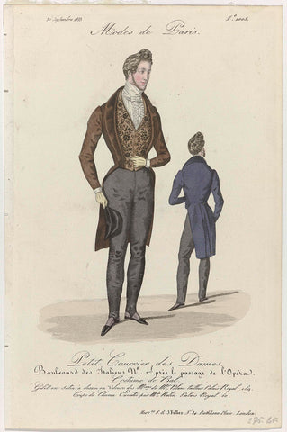 Petit Courrier des Dames, 30 September 1833, No. 1005 : Gilet satin à dessin (...), anonymous, 1833 Canvas Print